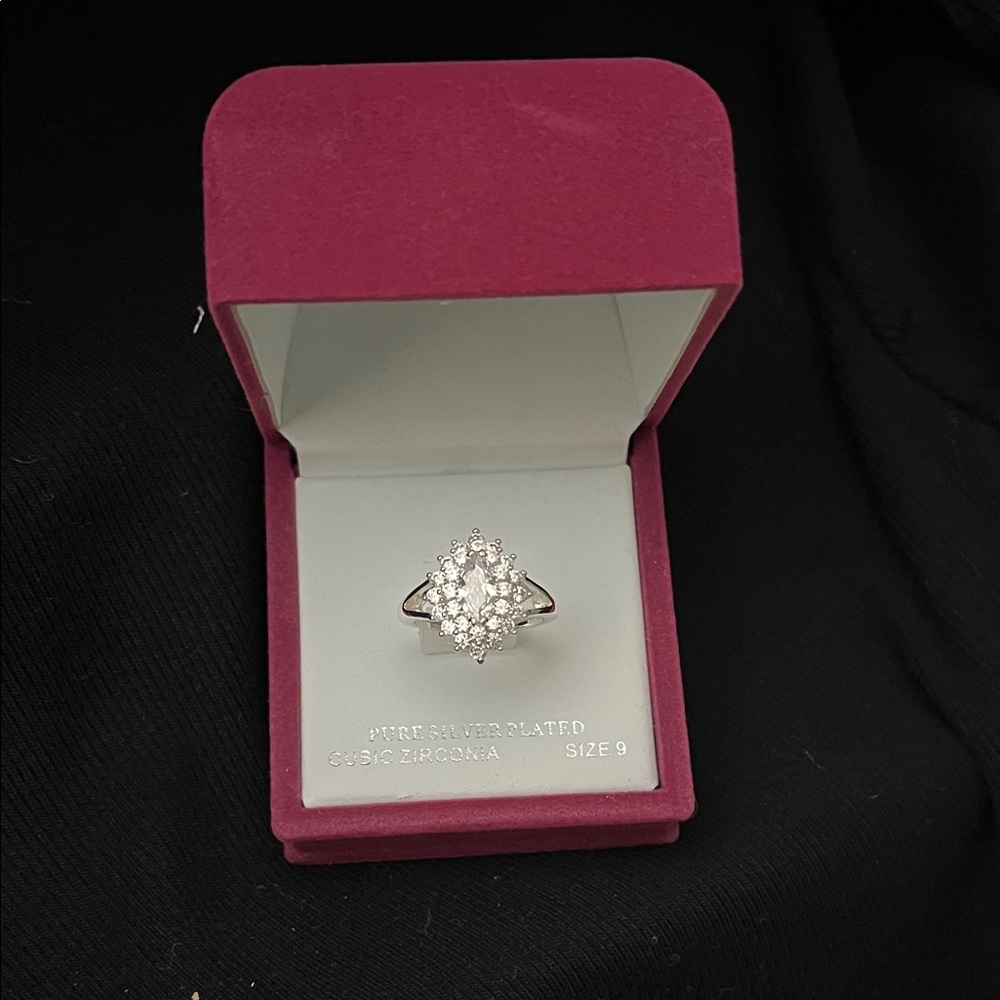 JCPenney Silver Plated Zirconia Cluster Ring